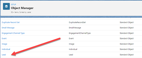 Salesforce Object Manager - Lead