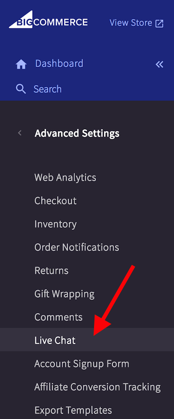 Live chat menu item
