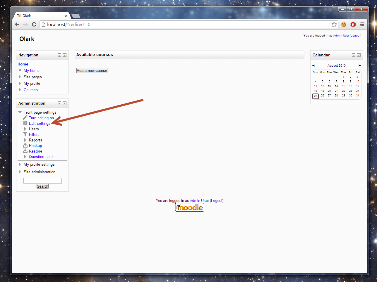 Edit settings button